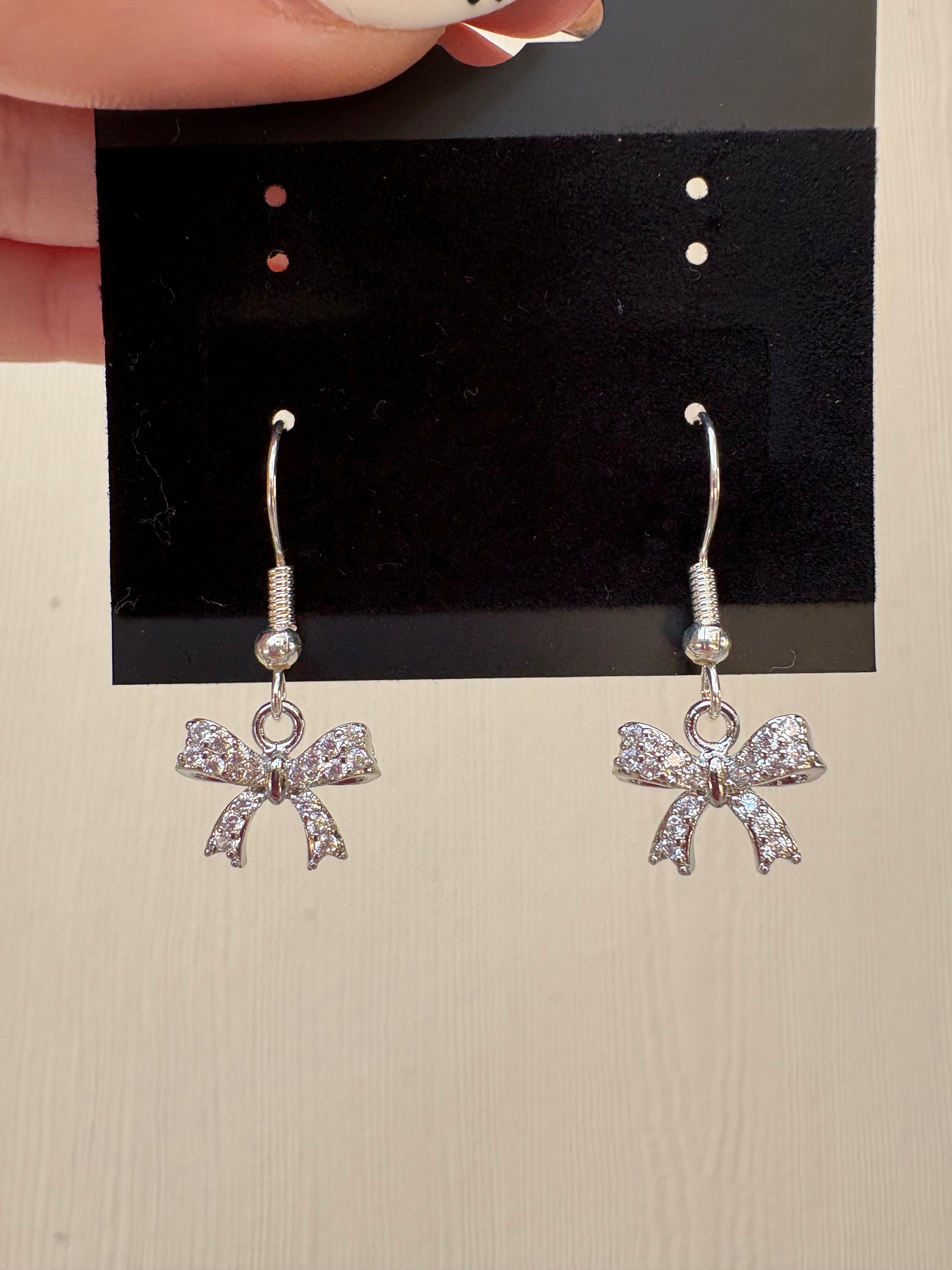 Silver Bow Earrings